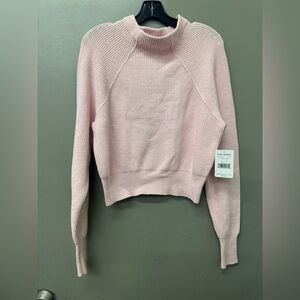 NWT Free People Too Good Pullover Pink Ribbed Mock Neck  Sweater Size XS